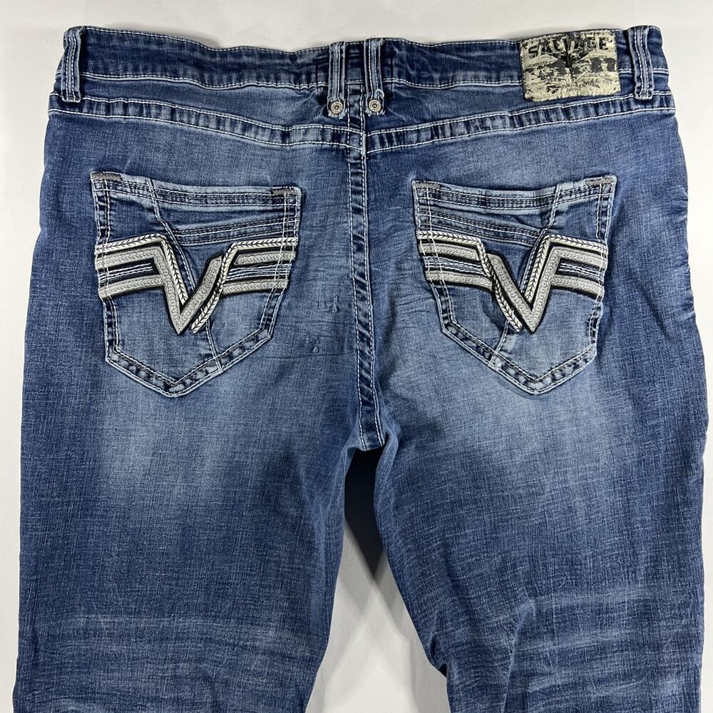 Salvage Buckle Anarchy Relaxed Straight Leg Mens Jeans Medium Wash 42x32